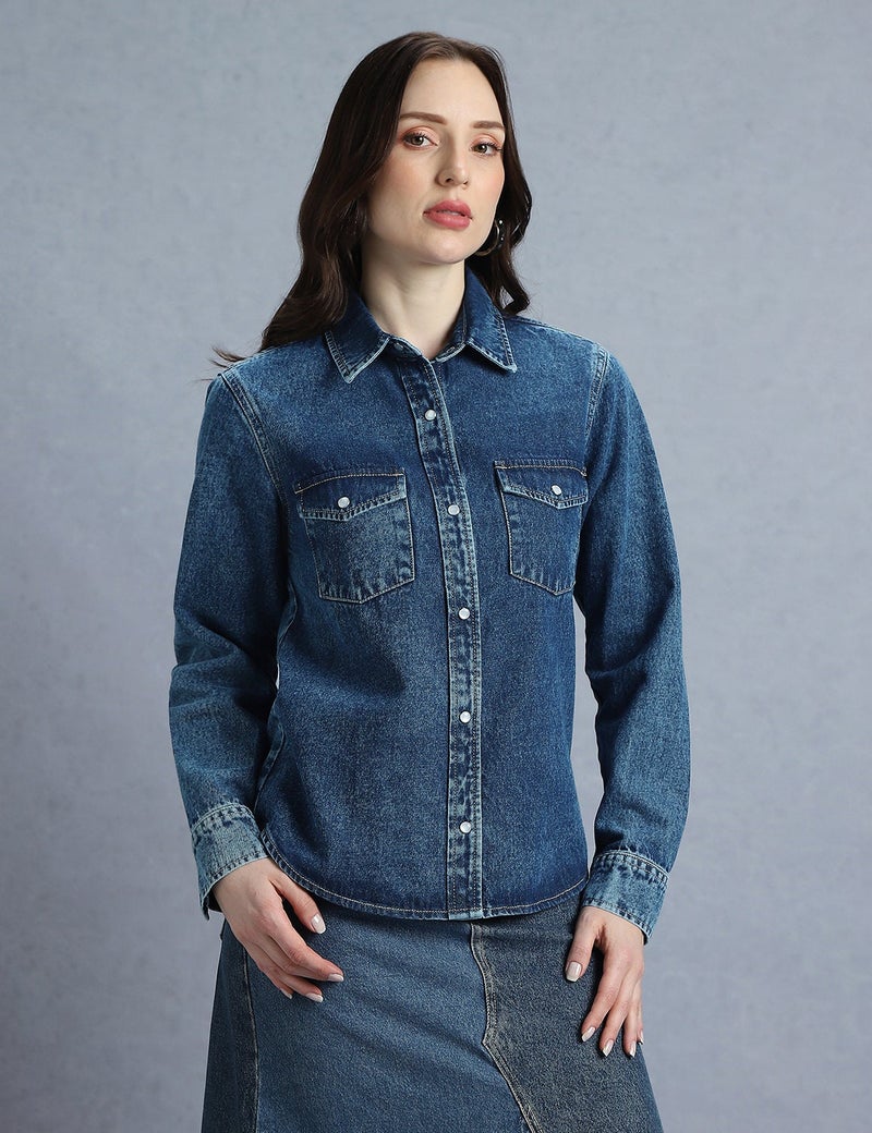 inkd WOMEN'S DENIM SHIRT|DENIM DRAMA|Women Apparel – Everyday Comfort Wear - Image 1