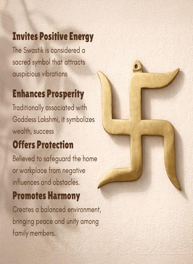 Plus Value Brass Swastik for Door Entrance Vastu Remedies for Home, Office Decor - Auspicious, Religious Symbols for Good Luck, Pooja Idols, Positivity (4 Inches) - Image 5