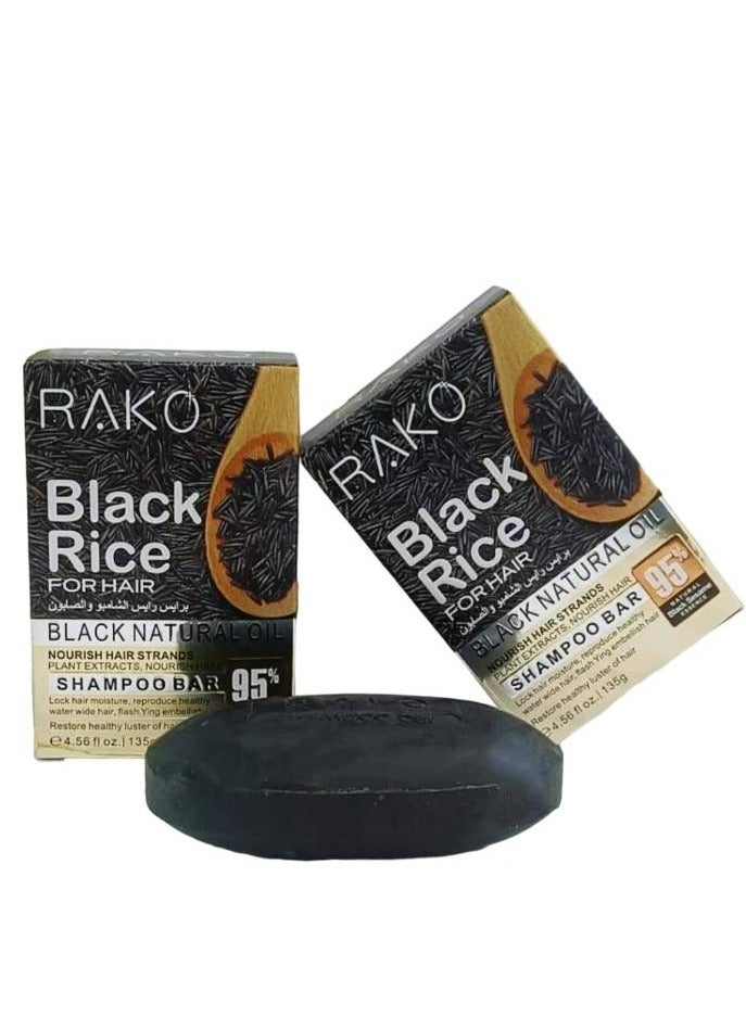 RAKO Black Rice For Hair Black Natural Oil Shampoo Bar 2 Pcs