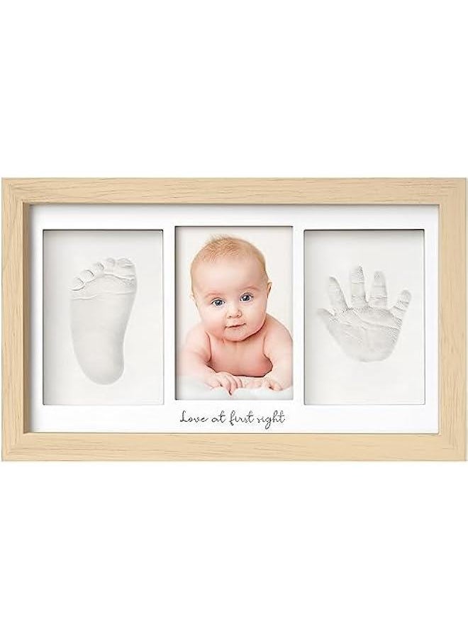 Gonice Baby Hand and Footprint Kit - Baby Footprint Kit, Newborn Keepsake Frame, Baby Handprint Kit, Personalized Baby Gifts, Nursery Decor, Baby Shower Gifts for Girls Boys(Ash Wood)  - Image 1