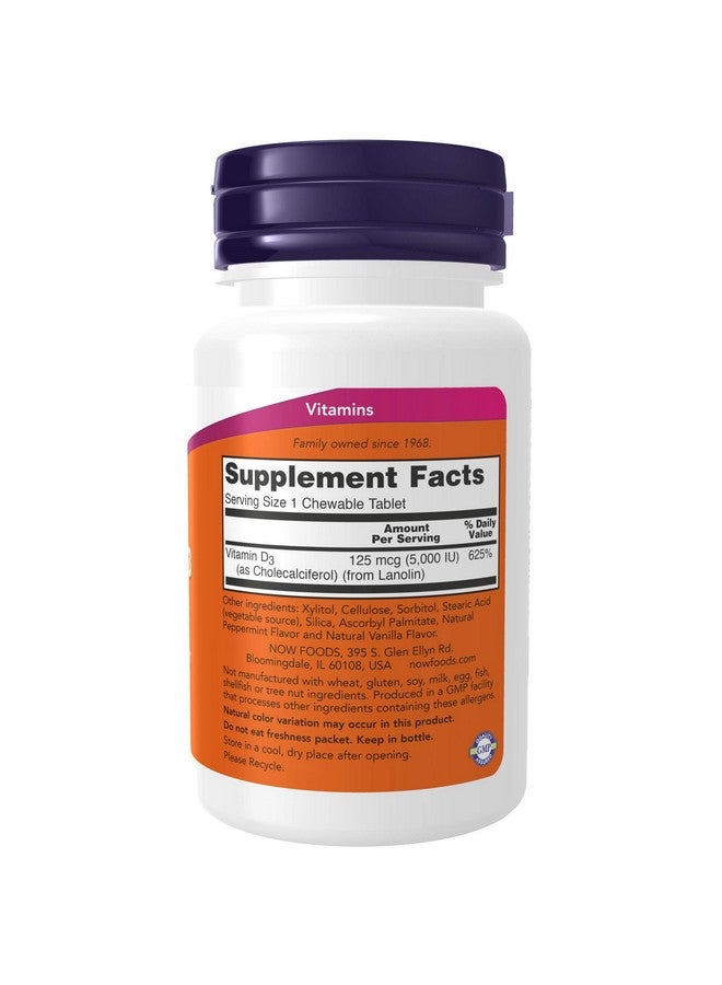 now Supplements Vitamin D3 5000 Iu Natural Mint Flavor Structural Support* 120 Chewables - Image 3