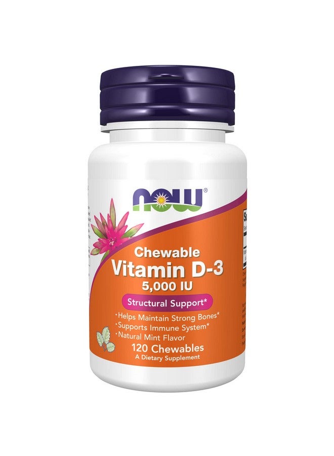 now Supplements Vitamin D3 5000 Iu Natural Mint Flavor Structural Support* 120 Chewables - Image 2