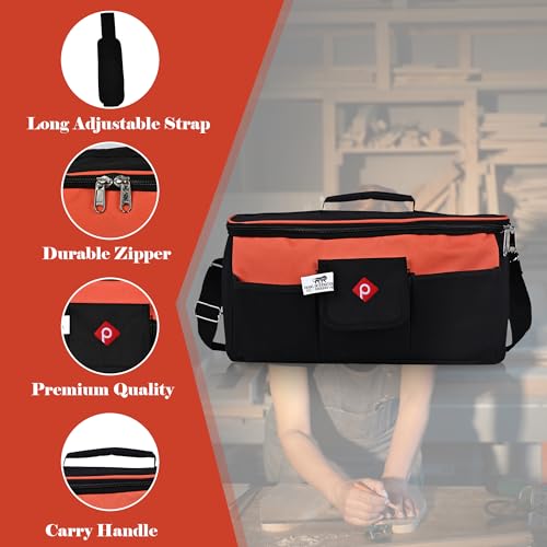 PAHAL 16 Inch Wide Mouth Tool Bag – Heavy Duty Rectangular Tool Storage Organizer for Electrician, Technician, Mechanic, Carpenter, AC Technician & Service Engineer, Durable Portable Tool Carry Bag - Image 2