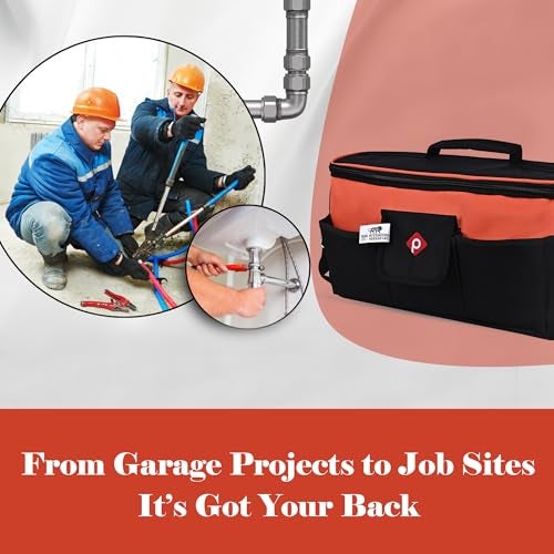 PAHAL 16 Inch Wide Mouth Tool Bag – Heavy Duty Rectangular Tool Storage Organizer for Electrician, Technician, Mechanic, Carpenter, AC Technician & Service Engineer, Durable Portable Tool Carry Bag - Image 4