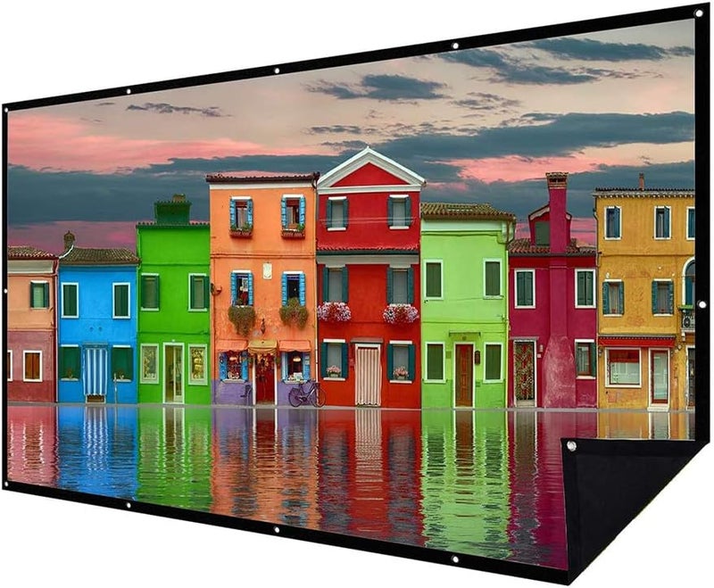 NIERBO 150 inch 16:9 Double Layer Projection Screen, Polyester Material, 1.5 Gain, Front Projection, Portable Indoor/Outdoor Movie Screen with Easy Installation Kit - Image 1