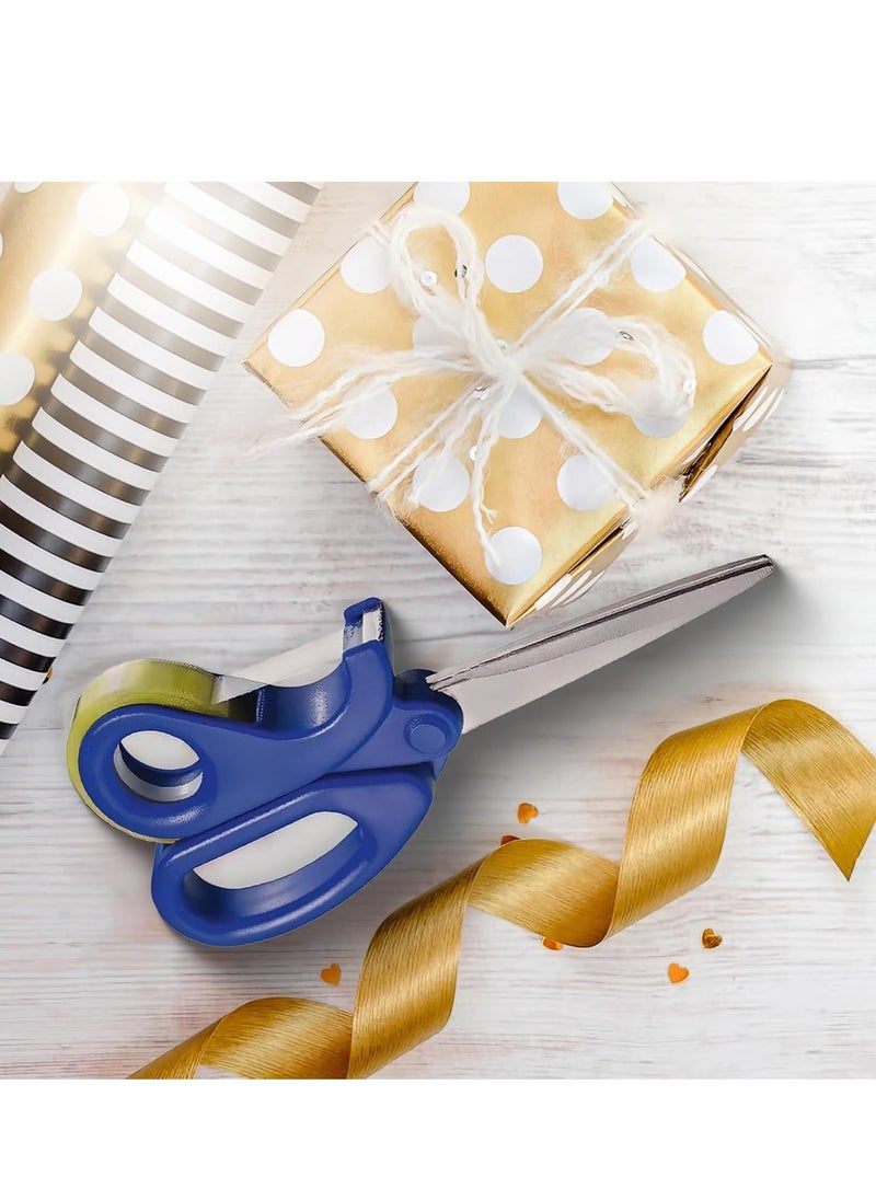 2-in-1 Scissors & Integrated Clear Sticky Tape Dispenser Cutter – Desktop Tape Dispenser for Gift Wrapping, Multi-Purpose Scissor with Tape for Office, School, and Home Use (1Pcs)
