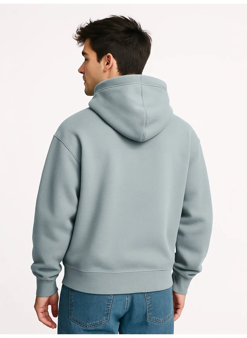 Maniac  Maniac Mens Plain Hooded Neck Full Sleeve Light Grey Cotton Fleece Sweatshirt for Men | Best Price UAE