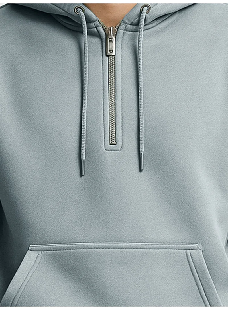 Maniac  Maniac Mens Plain Hooded Neck Full Sleeve Light Grey Cotton Fleece Sweatshirt for Men | Best Price UAE