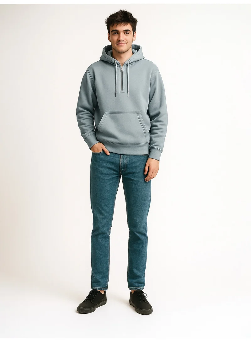 Maniac  Maniac Mens Plain Hooded Neck Full Sleeve Light Grey Cotton Fleece Sweatshirt for Men | Best Price UAE
