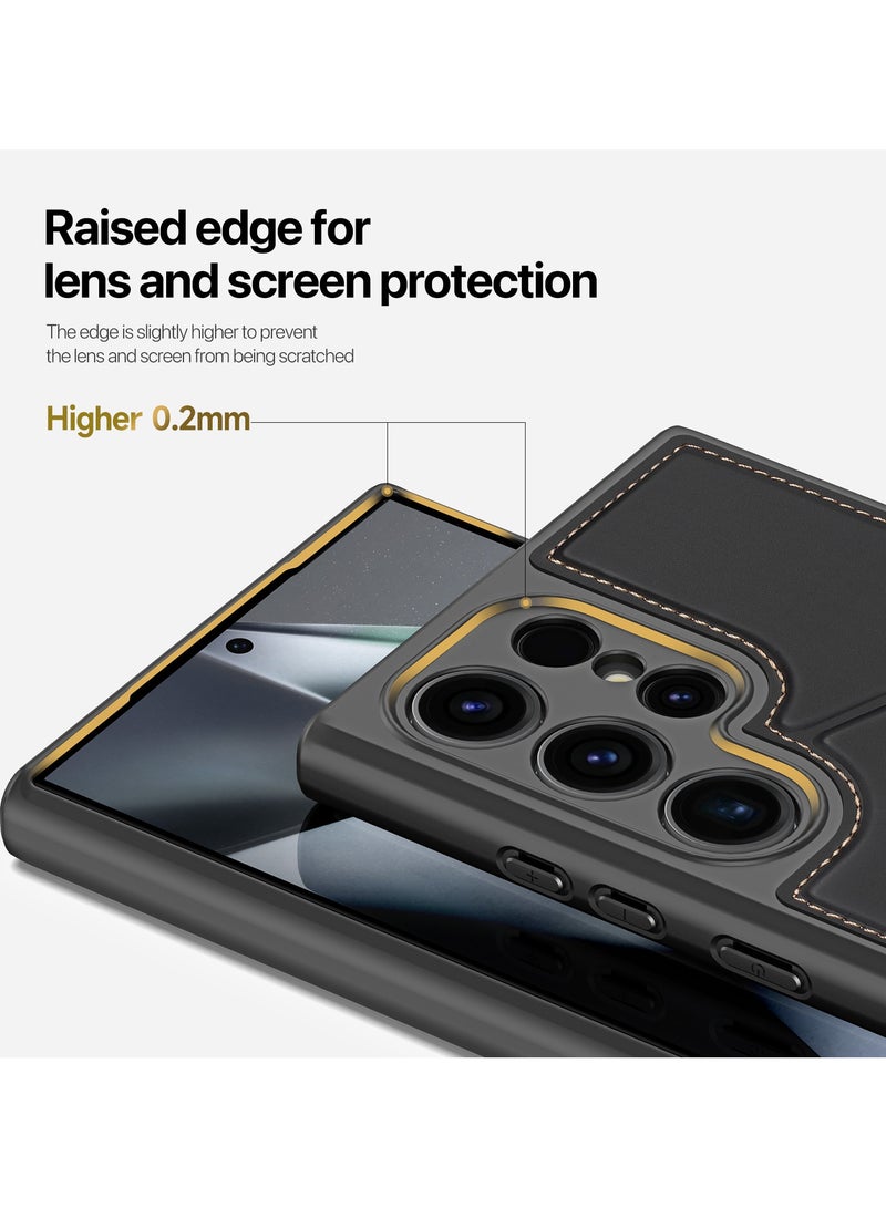 دوكس دوتشيز جراب وغطاء حافظة محفظة مع حامل بطاقة [متوافق مع الشحن اللاسلكي المغناطيسي] غطاء جلدي فاخر مقاوم للصدمات متوافق مع Samsung Galaxy S24 Ultra (أسود) - Image 4