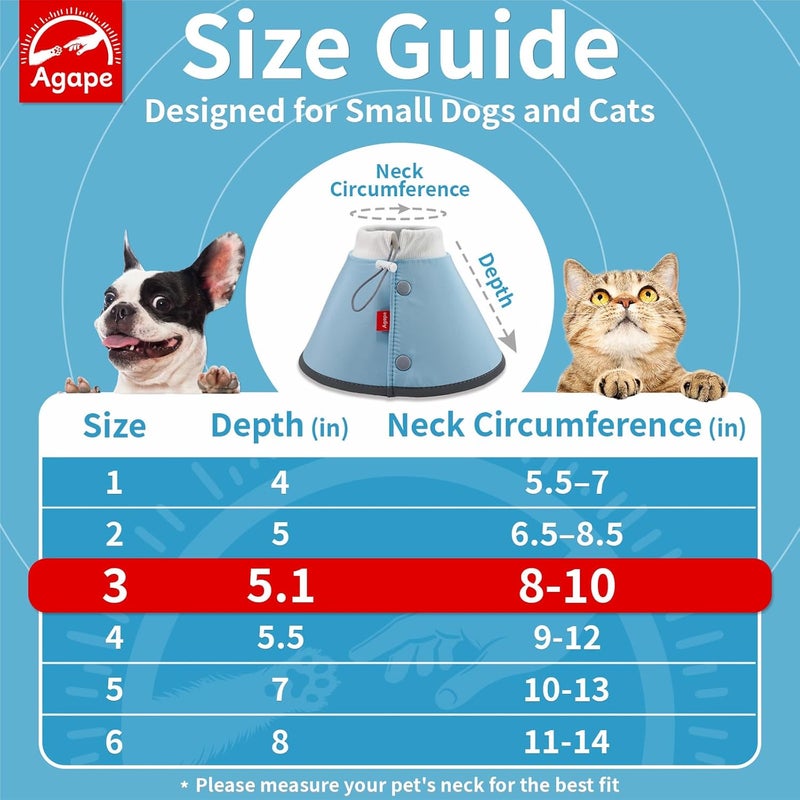 Agape Soft Dog Cone for Small Dogs & Cats (Blue (Small Dogs Cone), 3 (Neck:8"-10")) - Image 2