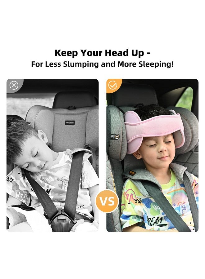 LETTON Car Seat Head Support for Child, Adjustable Toddler Car Seat Head Holder Head Strap, Safe, Breathable Head & Neck Pillow Support Solution- Baby & Kids Travel Accessories, Grayish Pink - Image 2