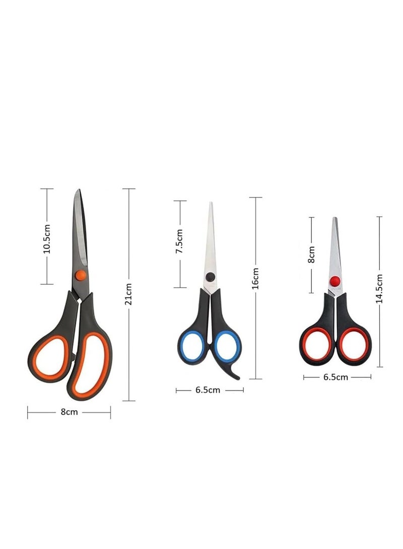 Stainless Steel Scissors Set, Ultra Sharp Blades, Durable, Lightweight, Comfortable, Non-Slip Handle, Essential Tool (3 Pack in Different Sizes and Designs - Color May Vary) - Image 3