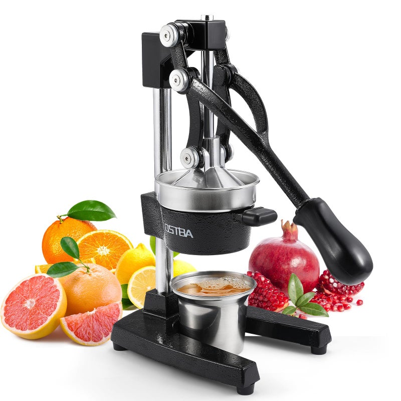 OSTBA Cast Iron Manual Juicer Hand Press, Commercial Grade Citrus Juicer, Stainless Steel Lemon squeezer for Orange, Lemon, Lime, Pomegranate with Stainless Steel Cup - Image 1