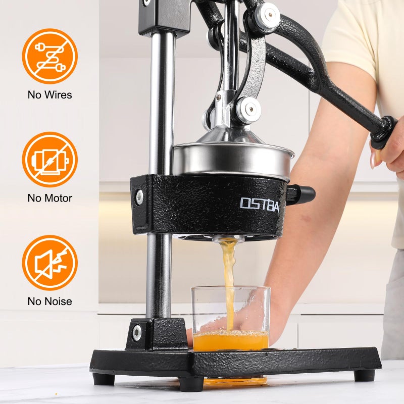 OSTBA Cast Iron Manual Juicer Hand Press, Commercial Grade Citrus Juicer, Stainless Steel Lemon squeezer for Orange, Lemon, Lime, Pomegranate with Stainless Steel Cup - Image 2