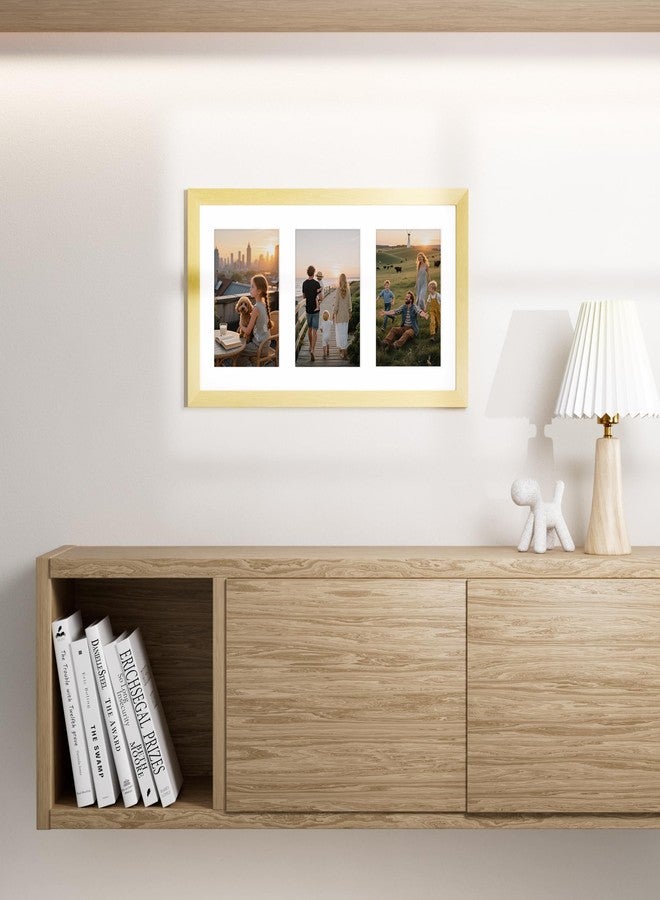 Vittanly إطار صور فيتانلي 8x14، لعرض 3 صور 4x6 مع إطار داخلي، إطار صور مجمع للعرض الأفقي أو الرأسي، ذهبي، عبوة واحدة - Image 4