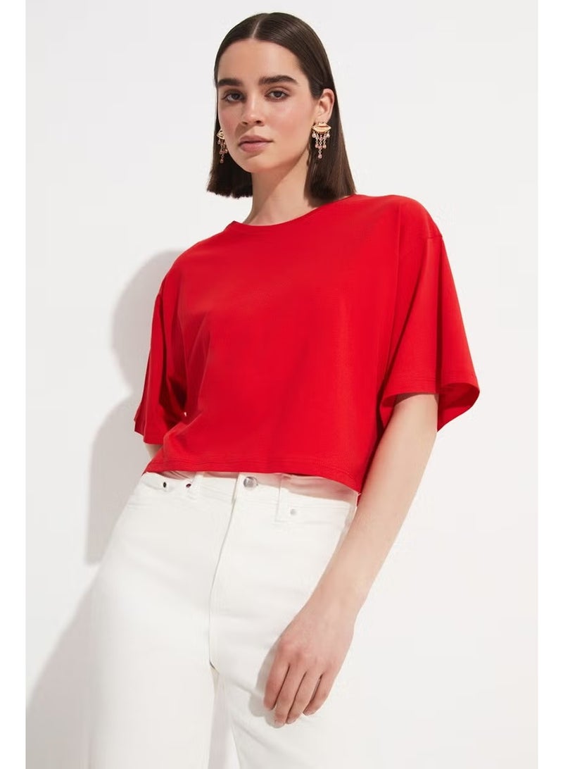JUNE 100% Cotton Loose Crop T-Shirt - Image 1