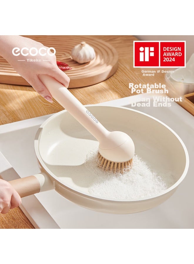 cocoa Yikeke Pot Scrubber, Kitchen-specific Pot Cleaning Brush, Non-damaging Cleaning Brush, Long-handled Pot Brush, E24056 White - Image 2