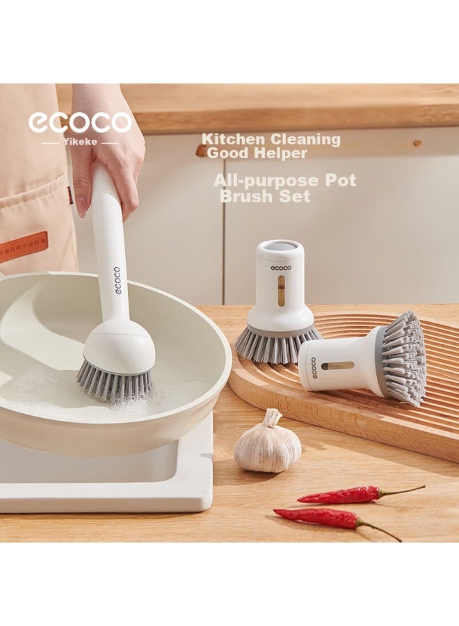cocoa Yikeke Pot Scrubber, Kitchen-specific Pot Cleaning Brush, Non-damaging Cleaning Brush, Long-handled Pot Brush, E24056 White - Image 3