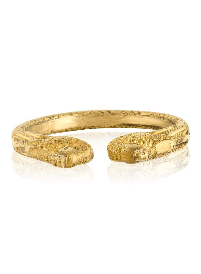 MEENAZ Valentine Gifts Jewellery Adjustable Free Size Big Strong Heavy Metal Alloy Pure Copper Brass Alloy Stylish Gold Cuff Kada Golden Peacock Bracelet For Men Mens girls Boy Boyfriend KADA M118 - Image 3