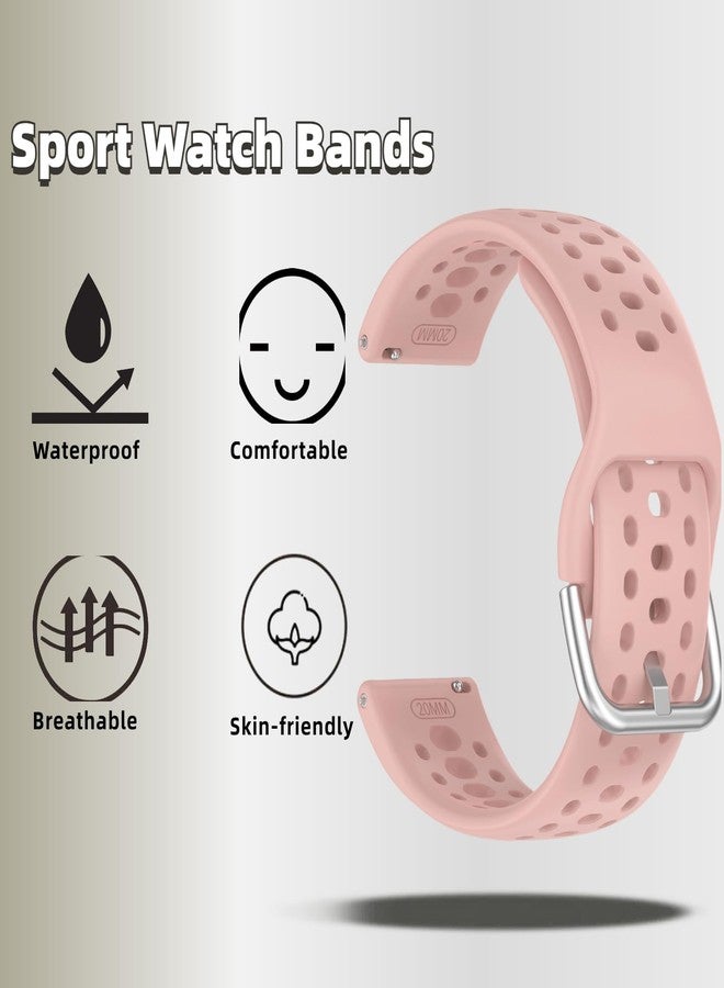 سوار ساعة QHBAMD متوافق مع ساعة Amazfit Active 2 A2437، سوار سيليكون مقاوم للماء مع غطاء واقٍ، سوار بديل قابل للتعديل وجيد التهوية للرجال والنساء (وردي فاتح) - Image 3