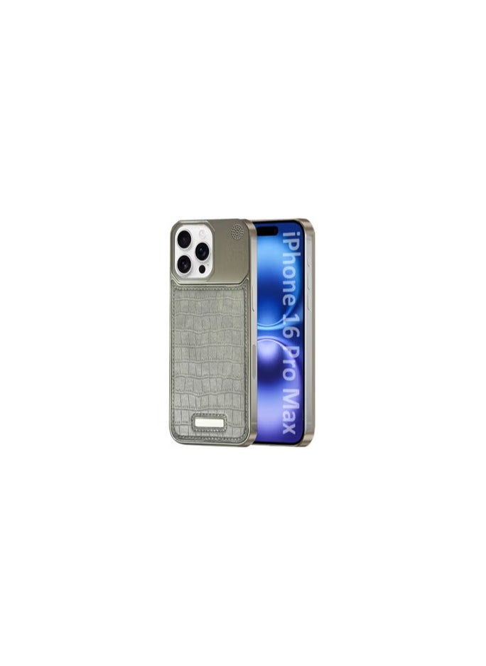 CATANES iPhone 16 Pro Max Case Leather Metal Design, Slim Lightweight Minimalist Cover  - Image 1