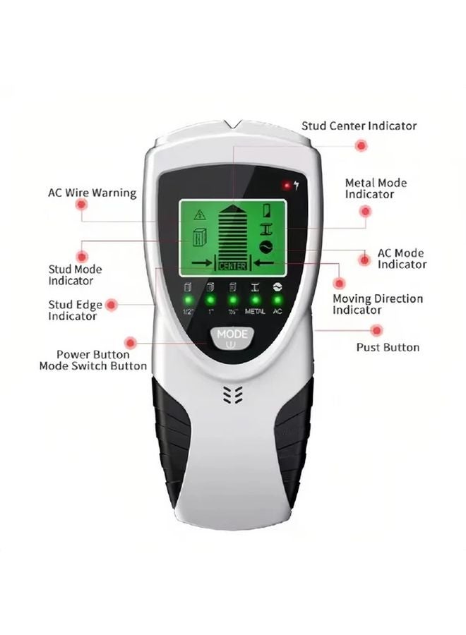 5 In 1 Stud Finder Wall Scanner With LCD Display Locates Wood Metal Pipes AC Wires - Image 4