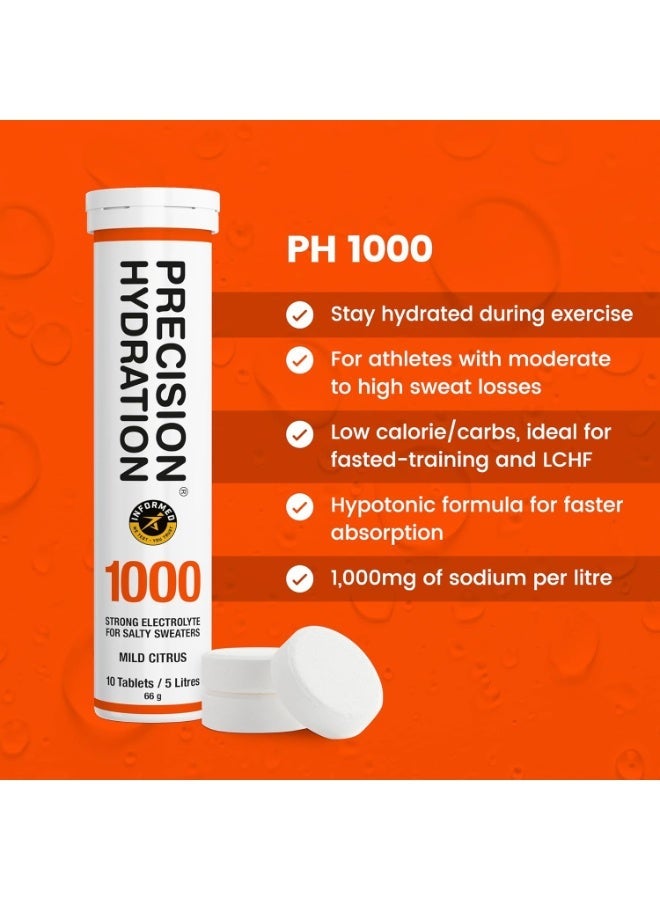 Precision Hydration Electrolyte Tablets - Multi Strength Effervescent Hydration Tablets - Combats Cramp - Low Calorie, Gluten Free, Vegan/Vegetarian Friendly (1 Tube, 1000mg/L - Orange Tube) - Image 2