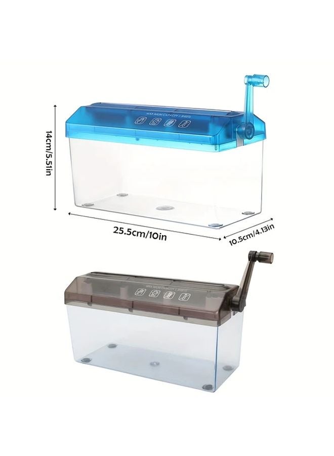 Large Blue A4 Manual Paper Shredder Hand Cranked Strip Cutting Machine For Office Home Use - Image 3