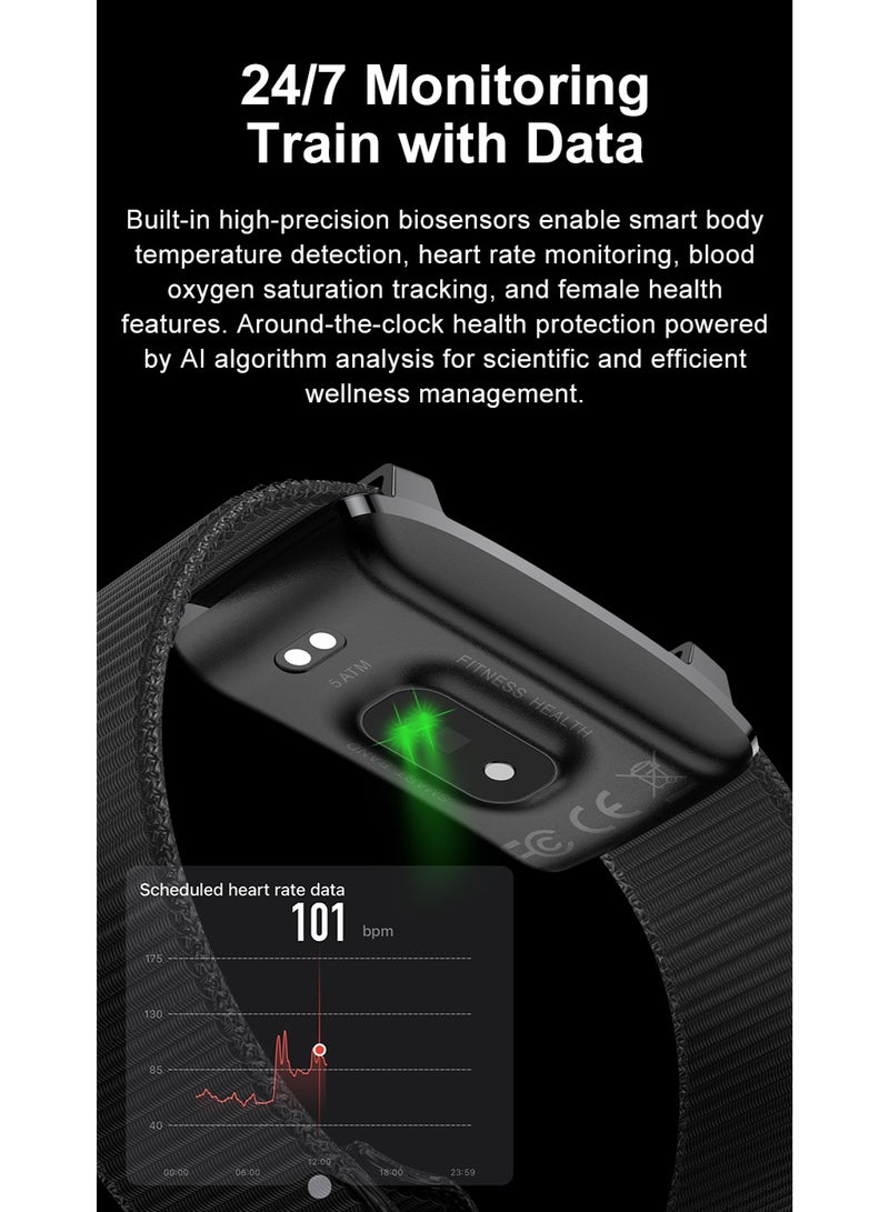 Smart Bracelet,Smart Health Wristband for Man&Women,Wearable Activity & Fitness Tracker Band, 24H Sleep Tracker,Health Data Monitor, Multi-Sport Mode Smart Wristband with Free APP,Black - Image 3
