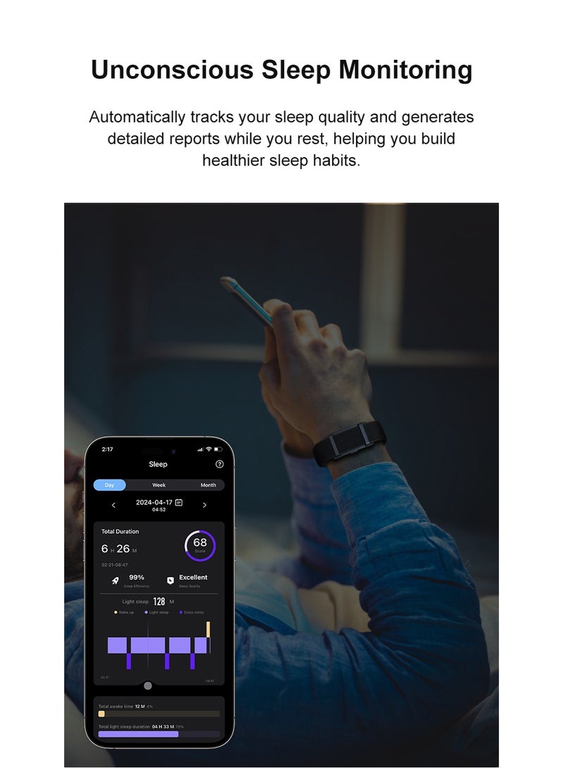 Smart Bracelet,Smart Health Wristband for Man&Women,Wearable Activity & Fitness Tracker Band, 24H Sleep Tracker,Health Data Monitor, Multi-Sport Mode Smart Wristband with Free APP,Black - Image 2