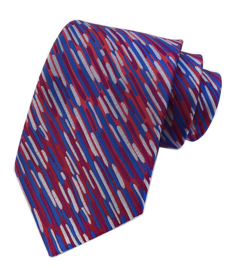 Elfeves Mens Narrow Blue Red Woven Silk Ties Palette Regular Soft Business Boys Necktie - Image 1