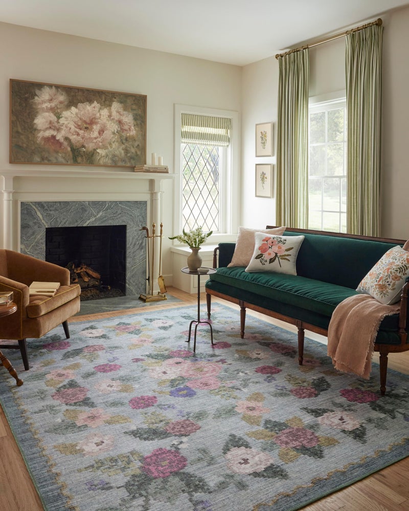 Loloi Rifle Paper Co. Rosa Collection RSA-02 Sky 5'-0" x 7'-6" Area Rug - Image 1
