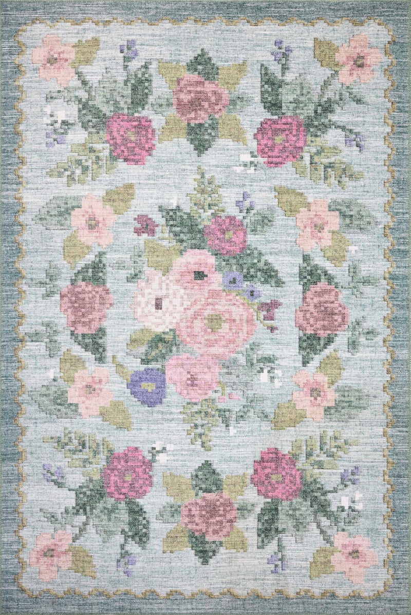 Loloi Rifle Paper Co. Rosa Collection RSA-02 Sky 5'-0" x 7'-6" Area Rug - Image 2