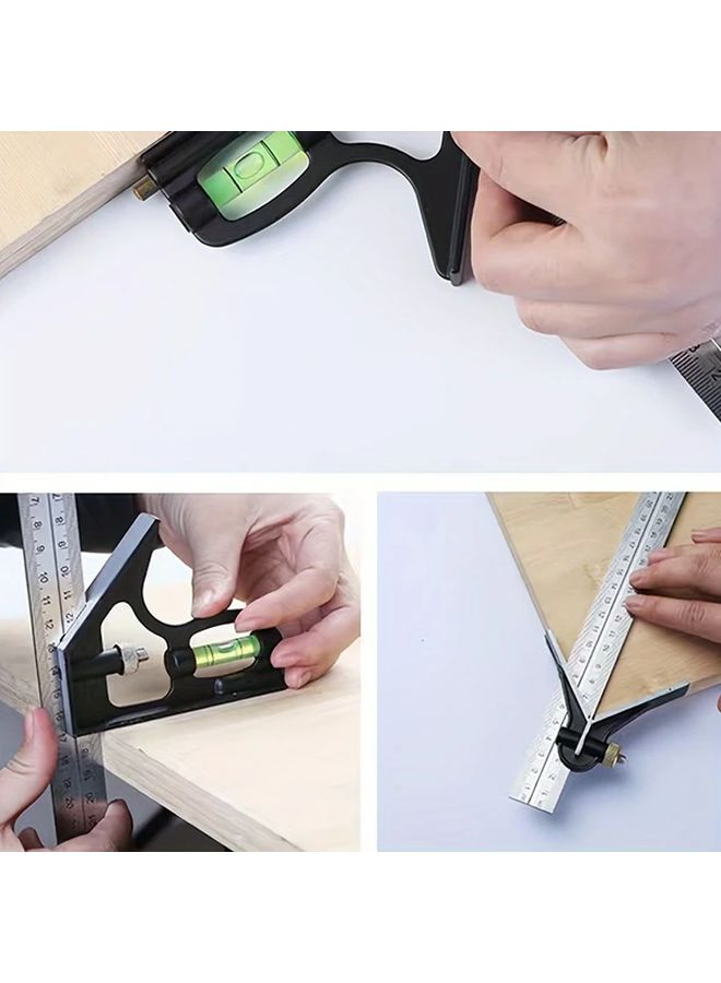 Black 3 In 1 Multifunctional Woodworking Tools Adjustable Combination Square Digital Angle Gauge Ruler Wear Resistant High Precision - Image 5