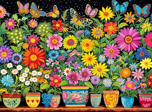 Cross & Glory Cross Glory Floral Fantasia A Butterflys Haven 1000 Piece Jigsaw Puzzle for Adults GlareFree Colorful Garden and Butterfly Scene Flower Puzzle - Image 1