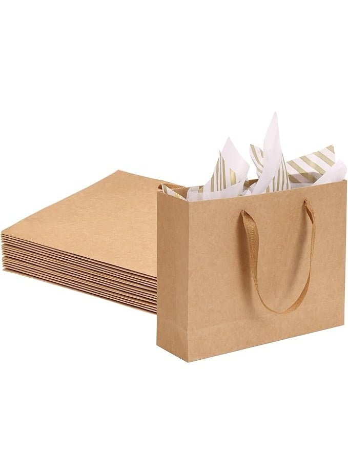 15pcs Brown Gift Bags, Eco-friendly Paper Bags, Medium Gift Bags with Handles, 10.6""x 3.1""x 8.3"" Heavy Duty Wrap Bags for Shopping, Small Business, Bridal Party, Wedding and Holiday - Image 1