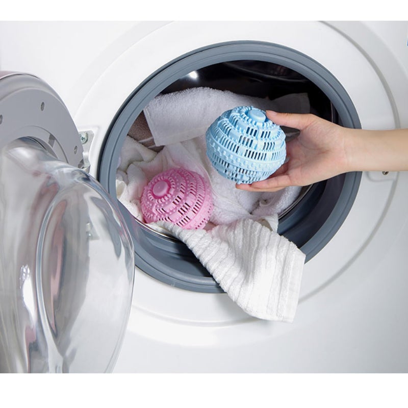 Laundry Balls Set, Eco-Friendly Super Washing Machine Laundry Ball, All Natural Washer Ball Laundry Detergent Alternative, Household Can Be Reused 2000 Washings(2pcs Balls, Pink,Blue) - Image 5
