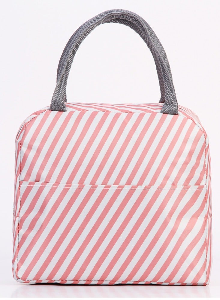 SOLARAE حقيبة غداء للسيدات / الرجال حقيبة غداء معزولة محمولة للشاطئ قابلة لإعادة الاستخدام لصندوق الغداء للعمل أو المدرسة أو النزهات أو السفر (خطوط وردية) - Image 1