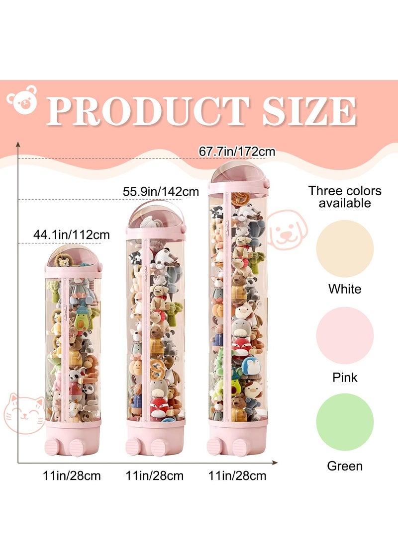 XiuWoo Stuffed Animal Storage Tube, Toy Storage Tube with Zipper LED Light, Vertical Toy Display Organizer, Toy Display Bucket with Lid, Space-Saving Toy Tower for Kids Room, Beige, 172cm  - Image 3