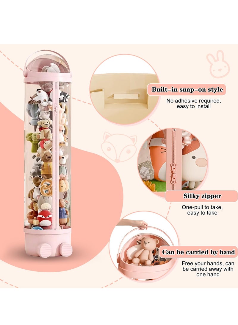 XiuWoo Stuffed Animal Storage Tube, Toy Storage Tube with Zipper LED Light, Vertical Toy Display Organizer, Toy Display Bucket with Lid, Space-Saving Toy Tower for Kids Room, Beige, 172cm  - Image 4