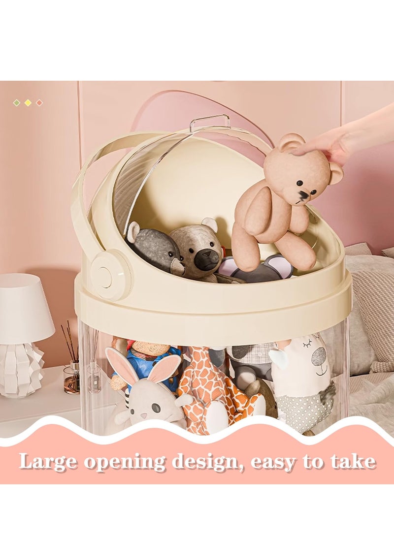 XiuWoo Stuffed Animal Storage Tube, Toy Storage Tube with Zipper LED Light, Vertical Toy Display Organizer, Toy Display Bucket with Lid, Space-Saving Toy Tower for Kids Room, Beige, 172cm  - Image 5