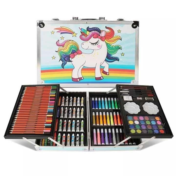 Breatoi Unicorn Art Set for Kids – 145+ Piece Drawing & Painting Kit with Crayons, Markers, Pencils, Watercolors & More – Gift for Girls Ages 5+ (Unicorn Blue) - Image 1