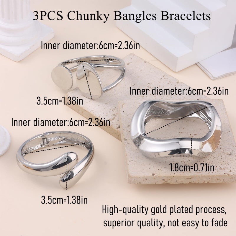 CASDAN Chunky Gold Bangle Bracelets for Women Dainty 14k Gold Plated Twist Hinged Cuff Stackable Bangles Set Trendy Statement Bracelet Stack Fashion Jewelry Gifts - Image 4