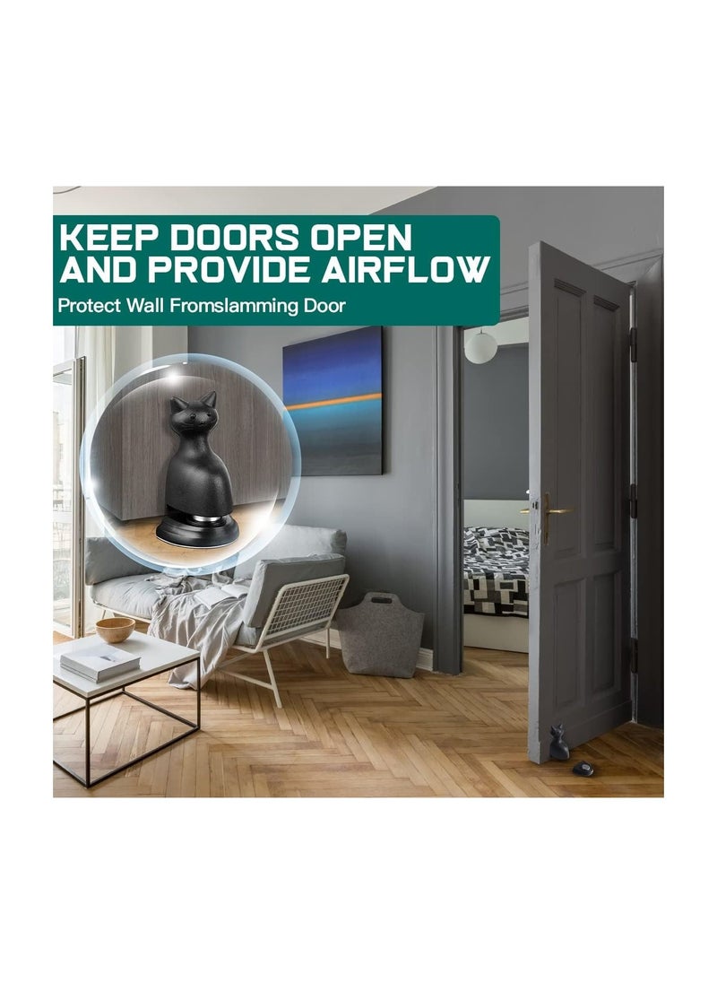 KASTWAVE Magnetic Door Stopper Catch Wall Protector, Black Cat Shape Door Stop for Bottom of Door, No Punching Anti-Collision with 3M Tape for Door of Bedroom, Balcony, Kitchen, Entry, 2Pcs  - Image 5