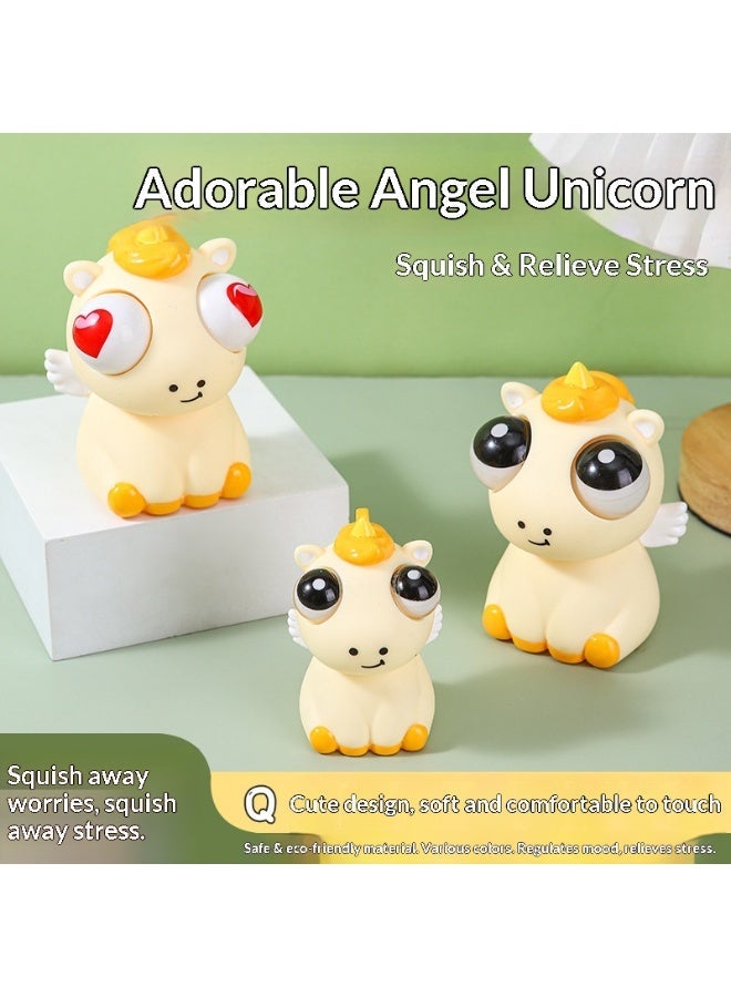Day Wins 3-Pack Pop-Eyed Angel Unicorn Pony Squeezable Stress Relief Toys for Kids and Adults, Fun and Anxiety-Relieving Gadgets (3 Sizes) - Image 2