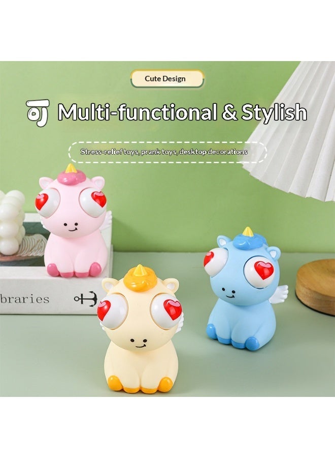 Day Wins 3-Pack Pop-Eyed Angel Unicorn Pony Squeezable Stress Relief Toys for Kids and Adults, Fun and Anxiety-Relieving Gadgets (3 Sizes) - Image 3