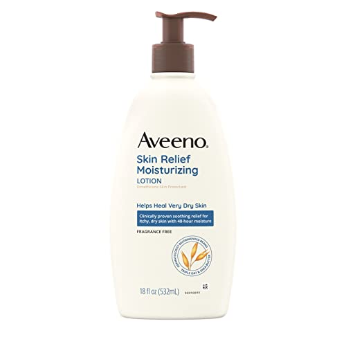 Aveeno Aveeno Skin Relief Fragrance-Free Moisturizing Lotion for Sensitive Skin, with Natural Shea Butter & Triple Oat Complex, Unscented Therapeutic Body Lotion for Itchy, Extra-Dry Skin, 18 fl. oz
