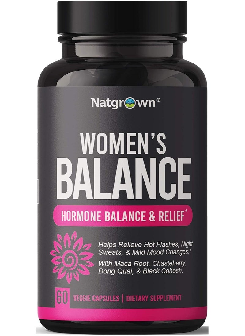 Natgrown Women's Balance Hormone Balance & Relief 60 Veggie Capsules  - Image 1
