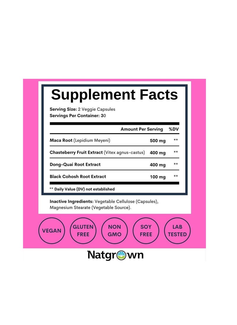 Natgrown Women's Balance Hormone Balance & Relief 60 Veggie Capsules  - Image 2